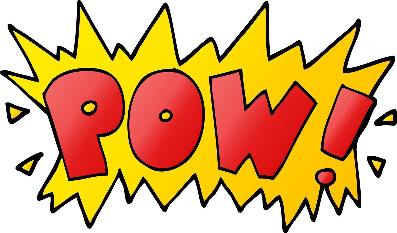 cartoon doodle word pow vector