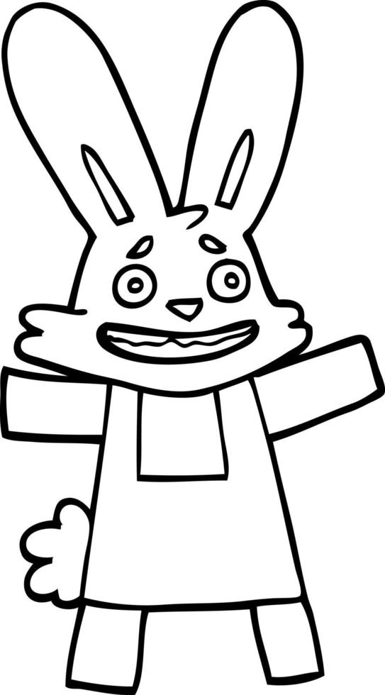 line drawing cartoon scared looking rabbit vector