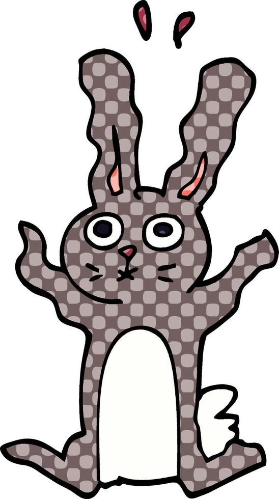 cartoon doodle frightened bunny vector