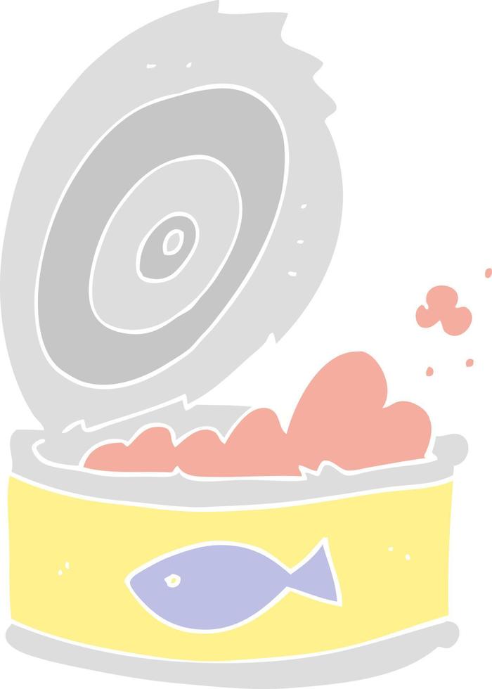 ilustración de color plano de una lata de atún de dibujos animados vector