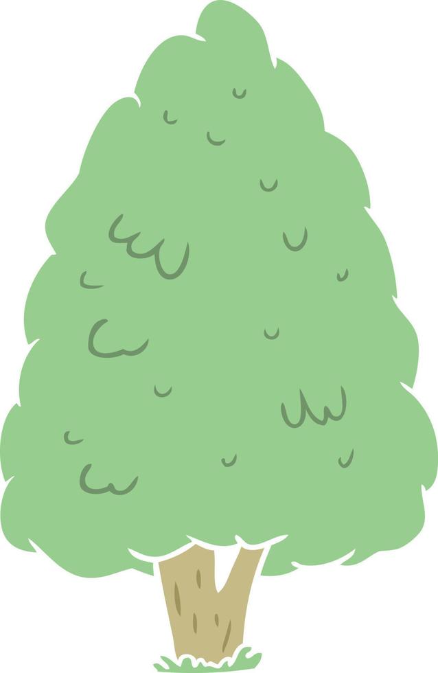 árbol alto de dibujos animados de estilo de color plano vector