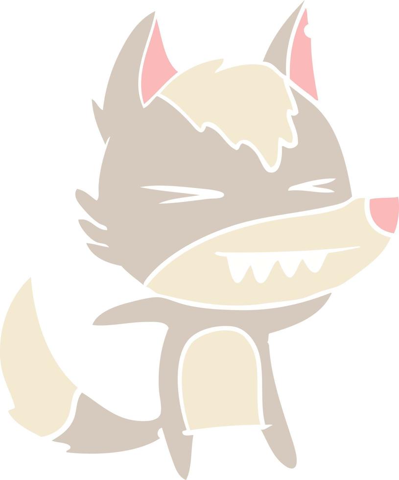 angry wolf flat color style cartoon vector