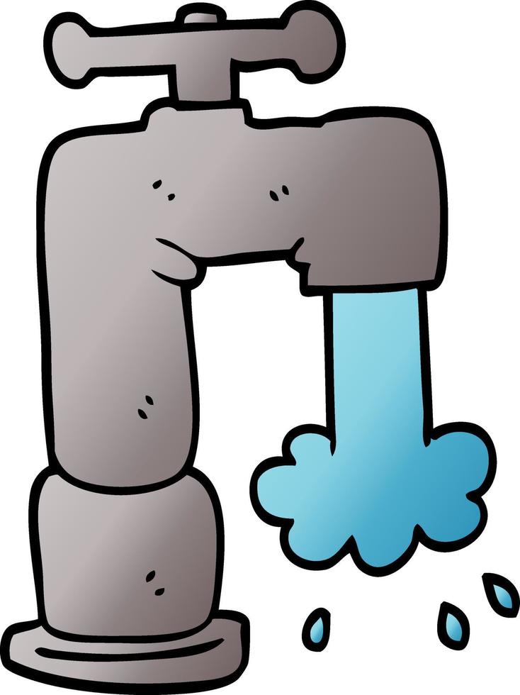 cartoon doodle running faucet vector