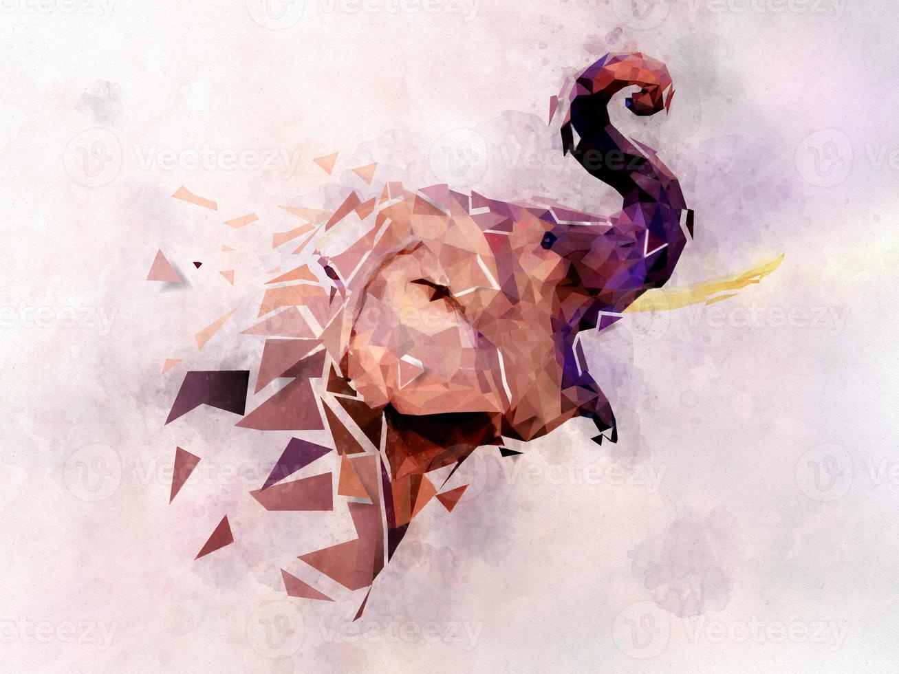 Elephant Low poly multicolored,Geometric pattern design photo