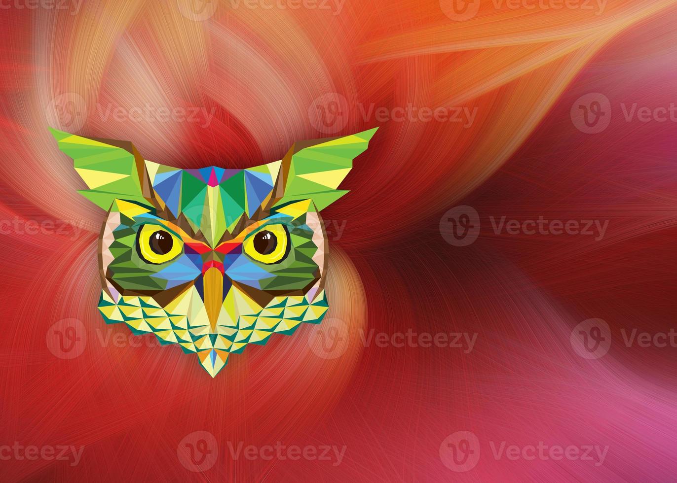 Owl head in geometric pattern on abstract background photo