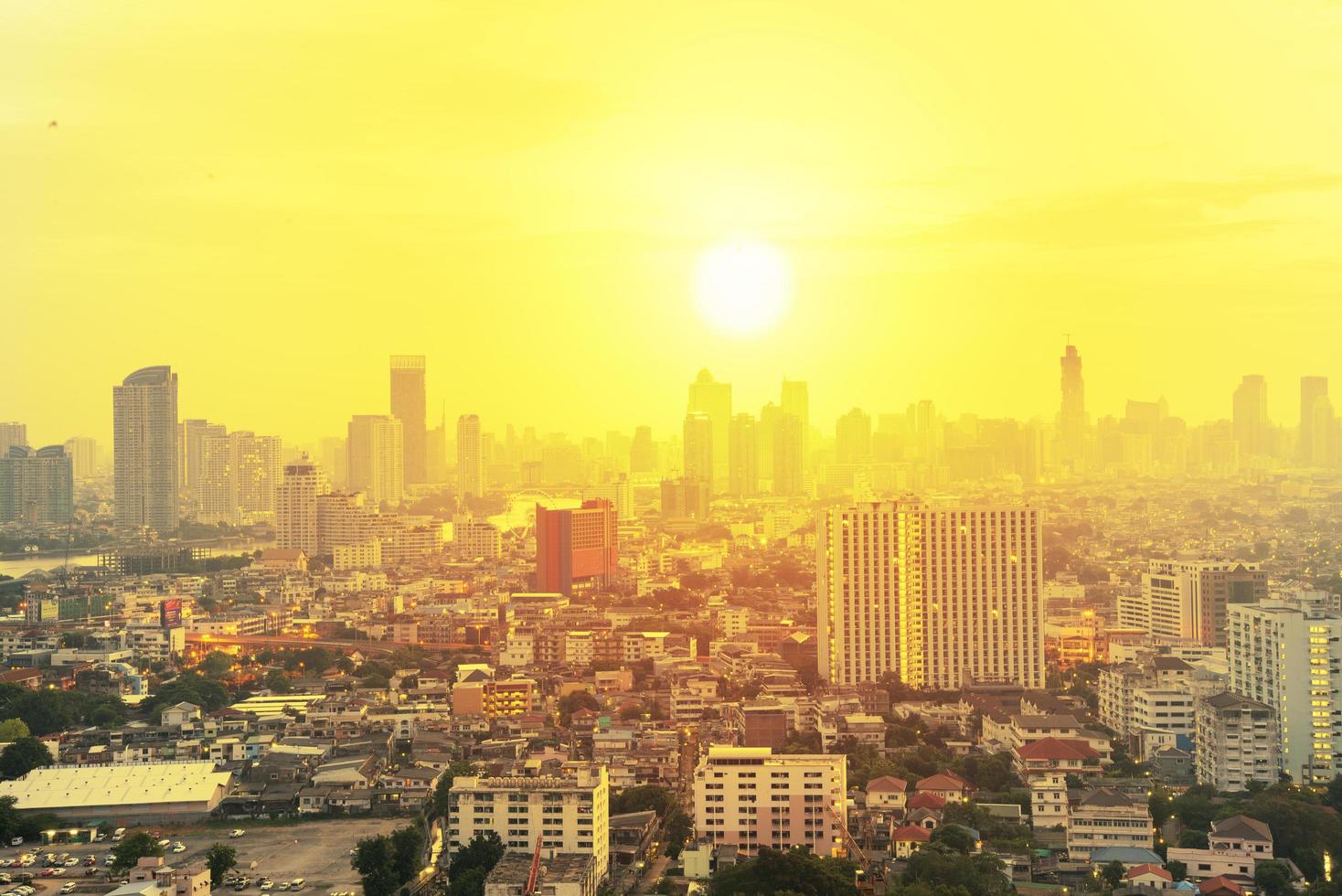 Cityscape in sunrise, Bangkok Thailand photo