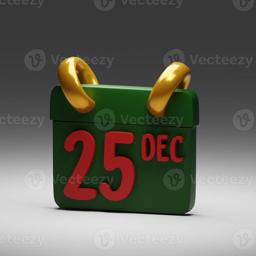 3d rendered 25th december calendar perfect for christmas design photo