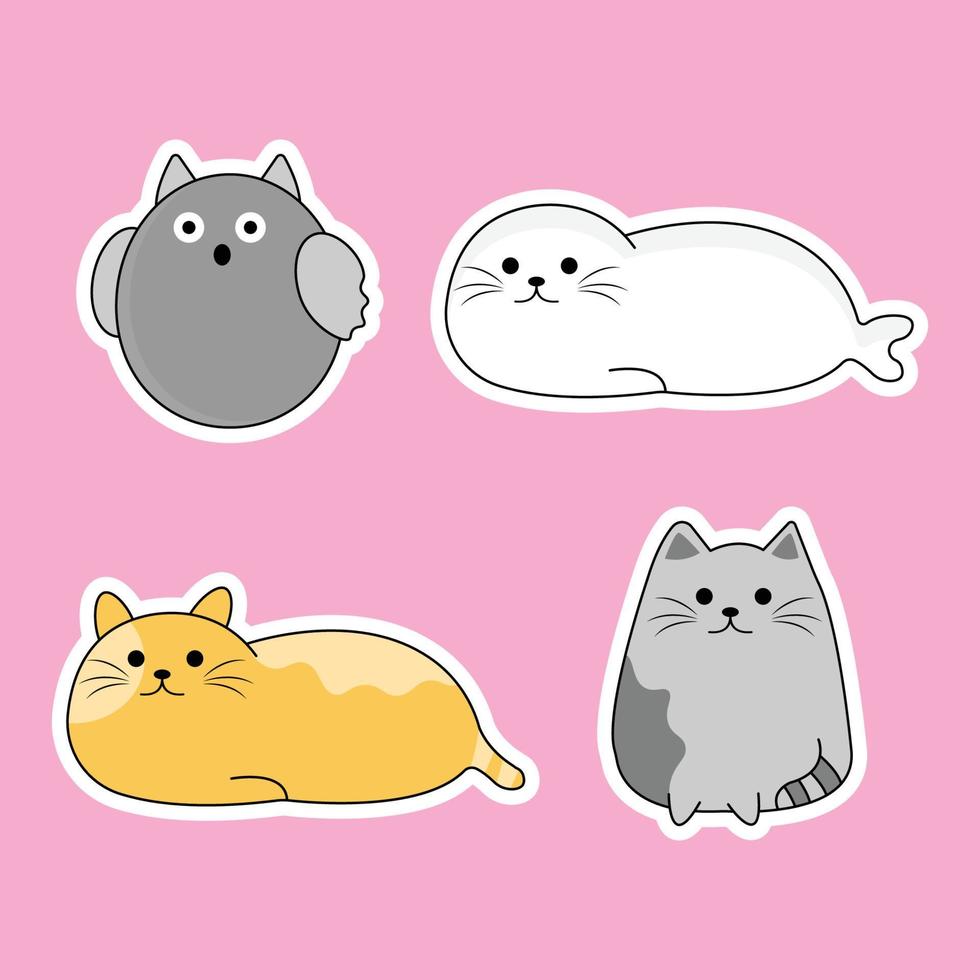 Set of cute animal like owl, cat, and polar bears. vector