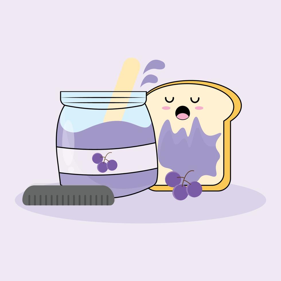 Blueberry Jam and Bread isolated on purple background vector