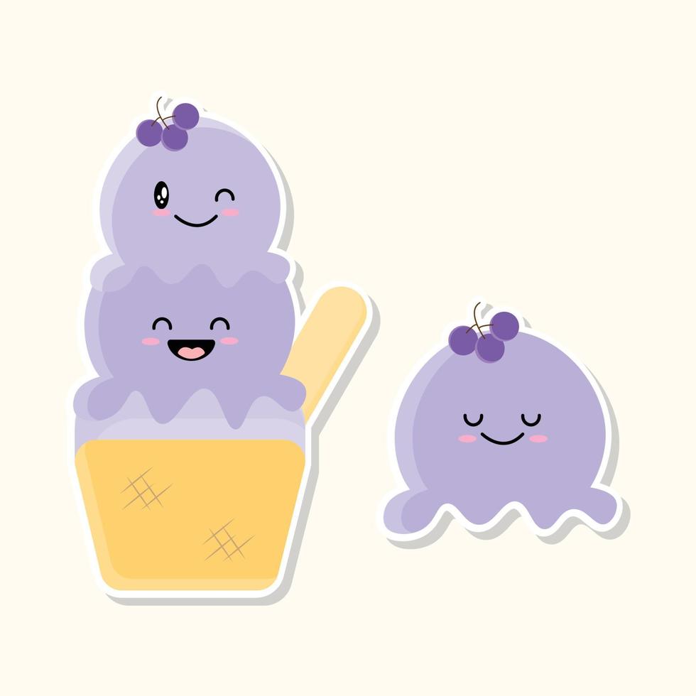 blueberry ice cream isolated on soft background vector