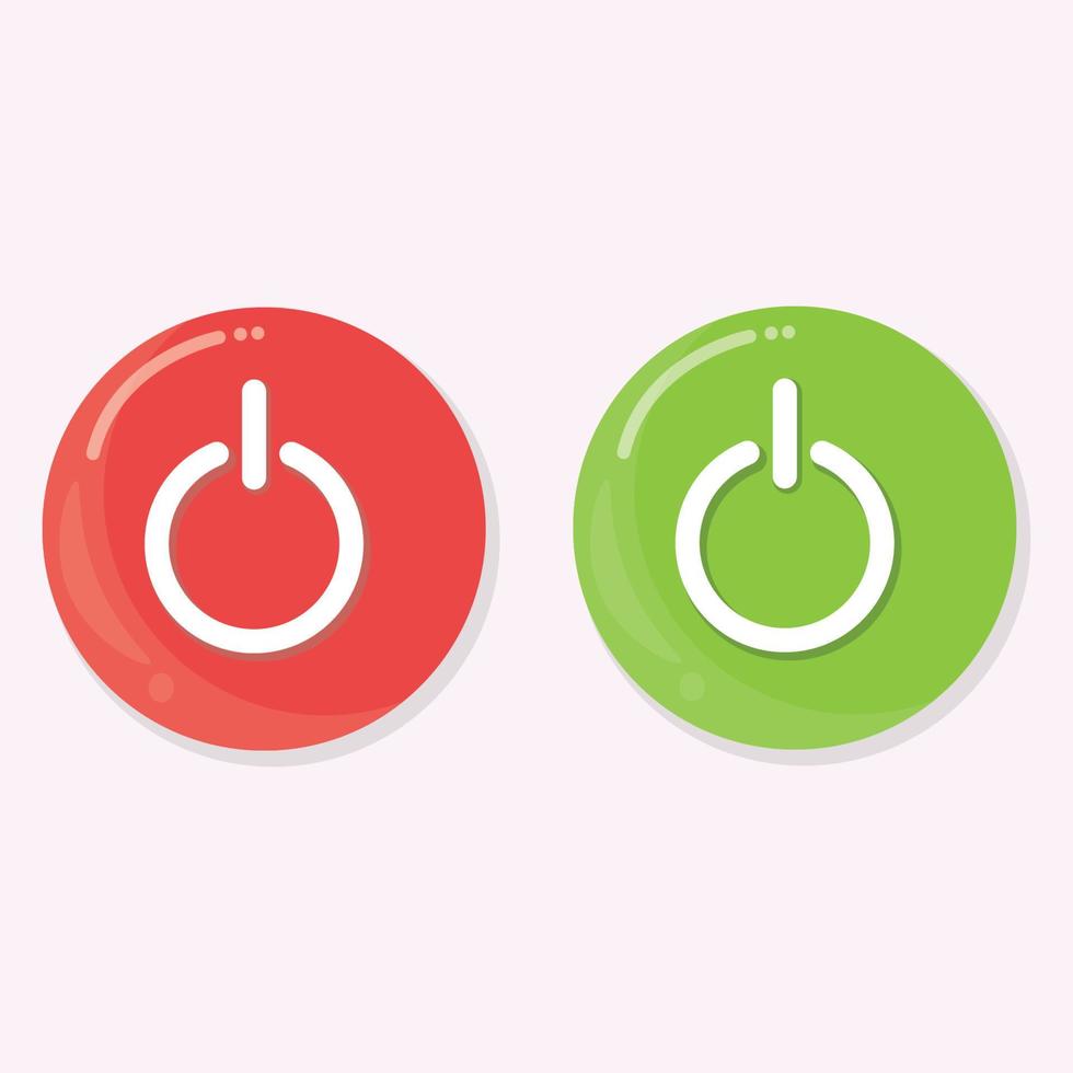 power on off red and green button icon vector