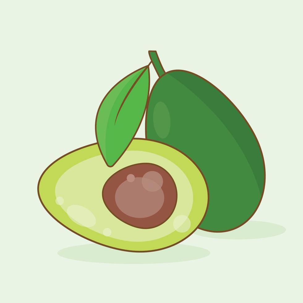 aguacate aislado sobre fondo verde suave vector