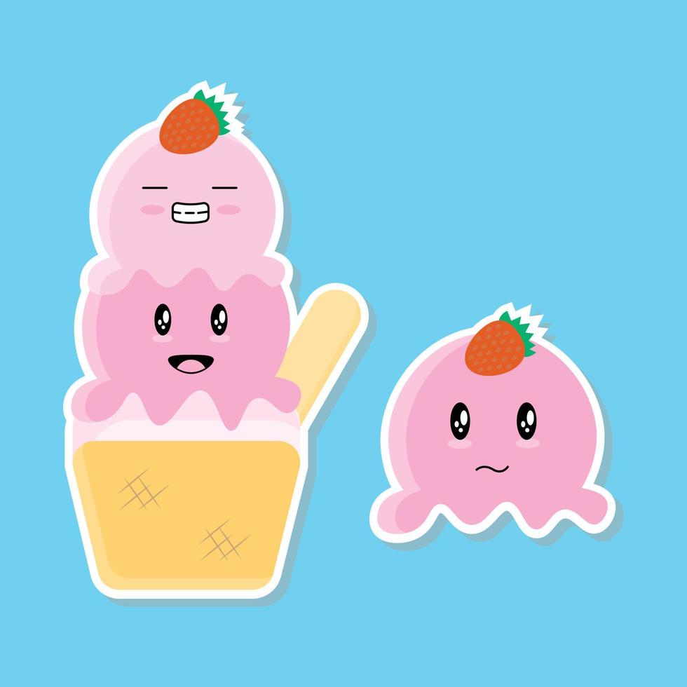 strawberry ice cream isolated on soft background vector