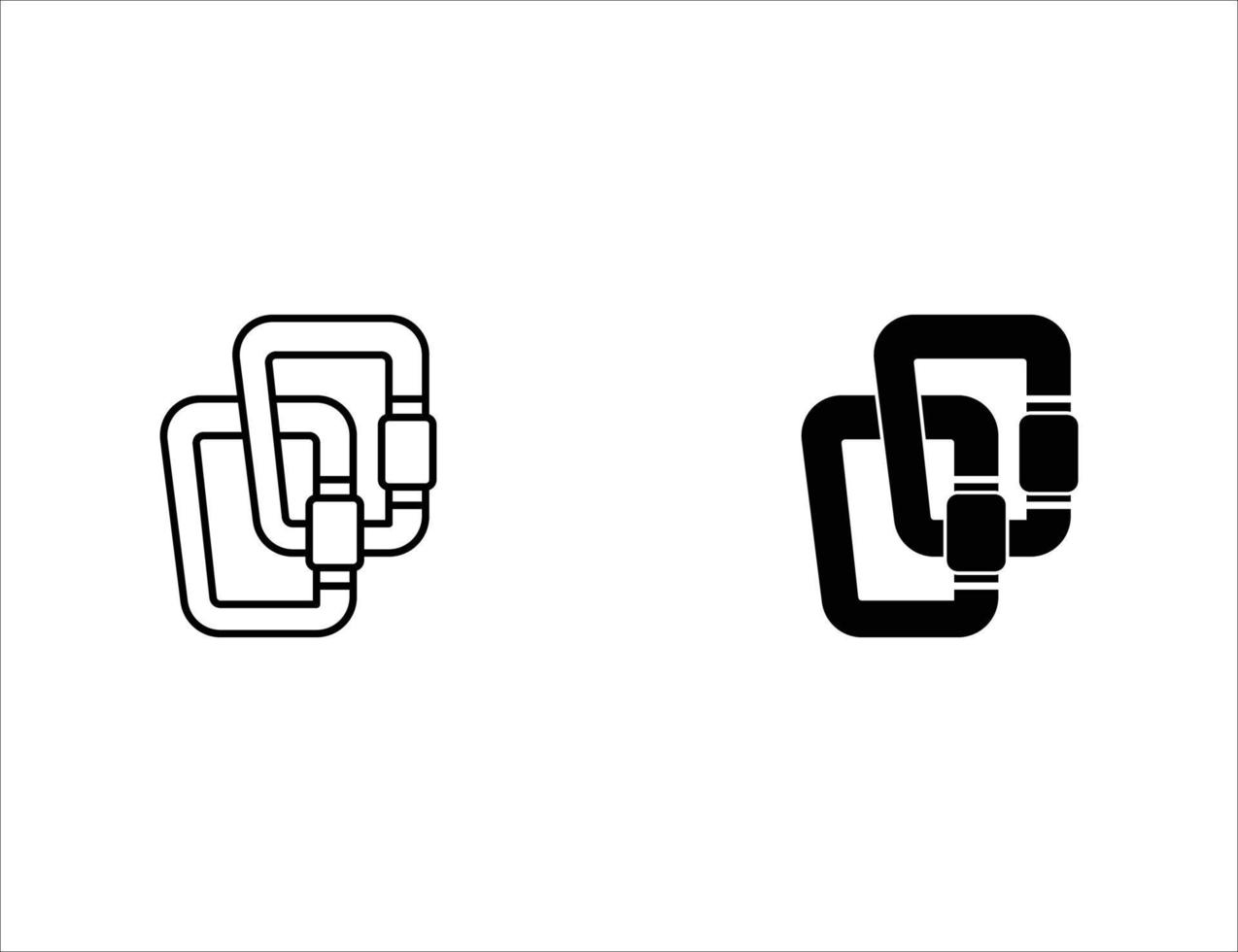 carabiner icon.outline icon and solid icon vector