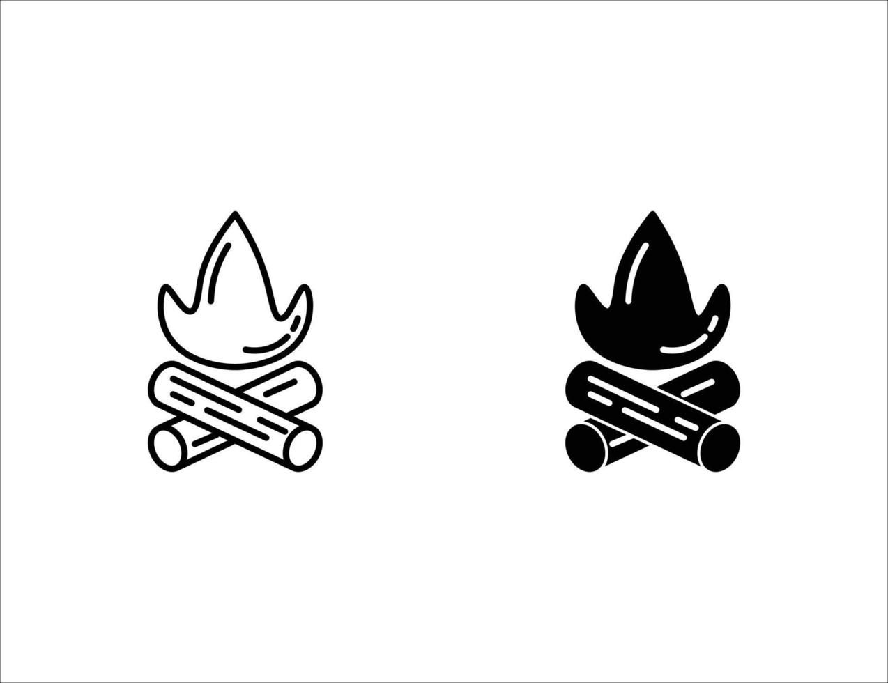 campfire icon.outline icon and solid icon vector