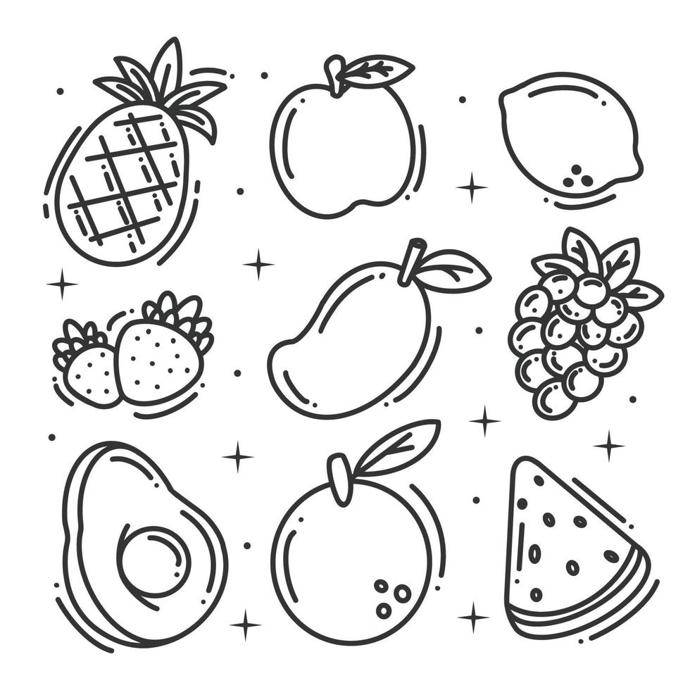 Hand drawn fruit elements set collection vector