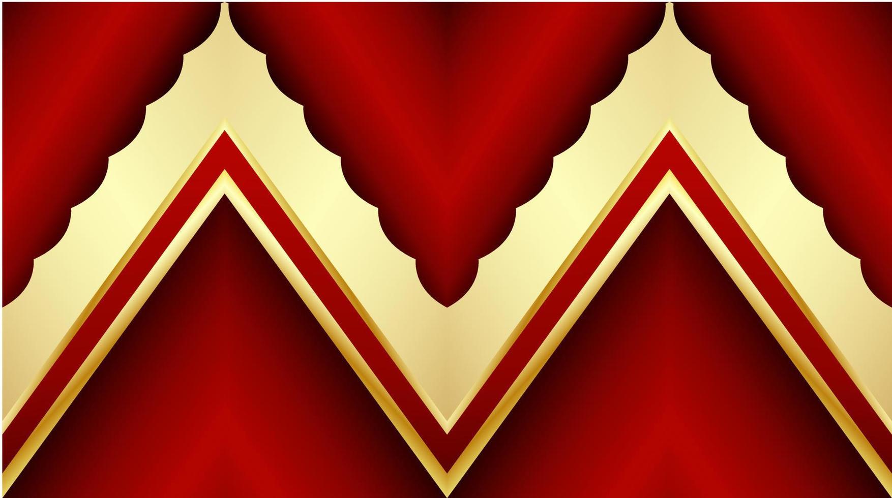 forma de fondo rojo y dorado. vector