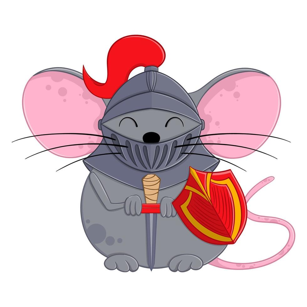 Cartoon halloween knight mouse. Funny illustration. Isolated. vector