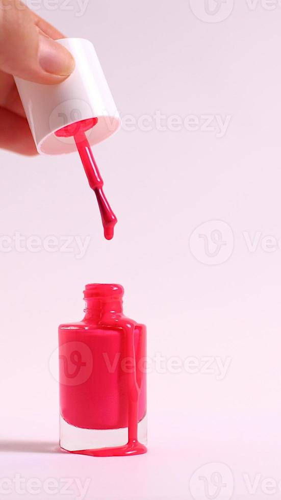 Pink nail polish, smear enamel photo