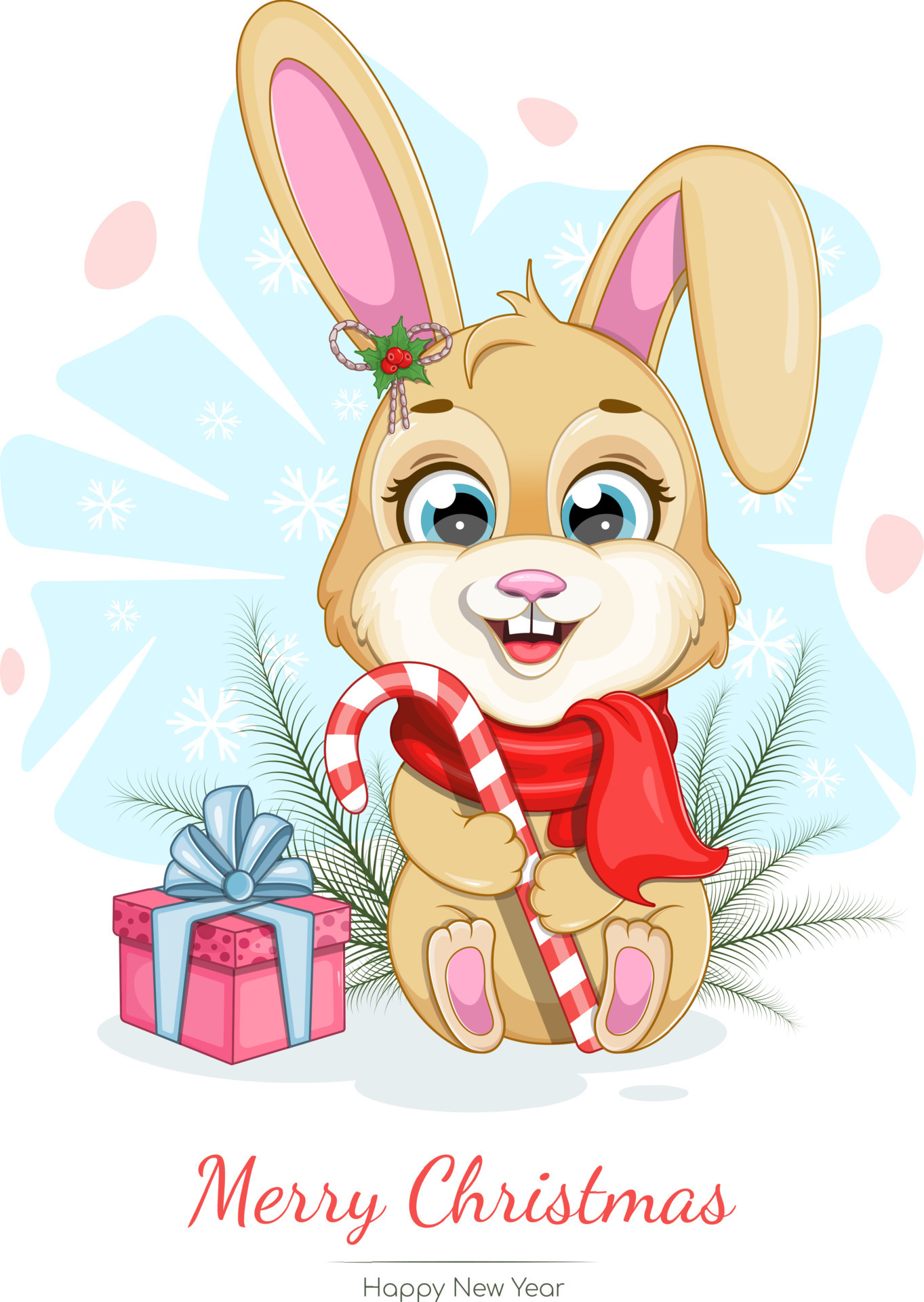 Merry Christmas and Happy New Year card with a funny bunny 12202145 Vector Art at Vecteezy Merry Christmas and Happy New Year card with a funny bunny 12202145 Vector Art at Vecteezy