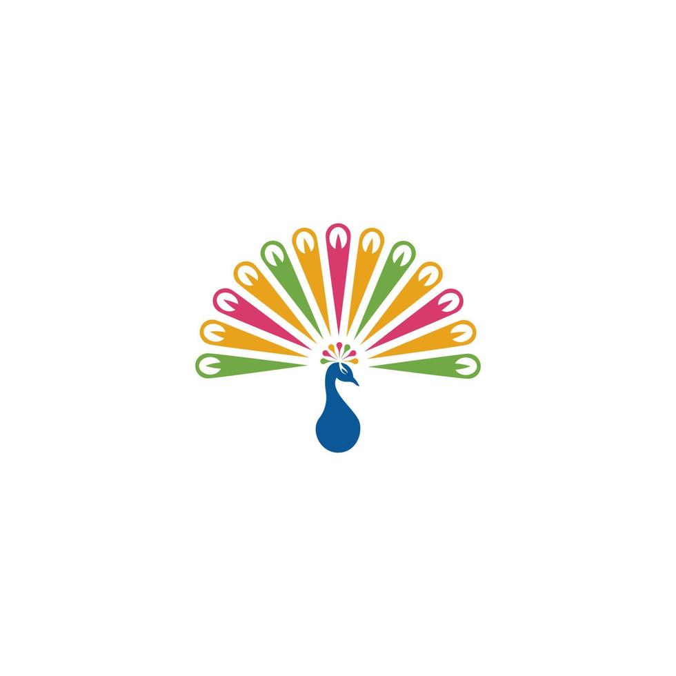 diseño de ilustración de logotipo de icono de pavo real vector