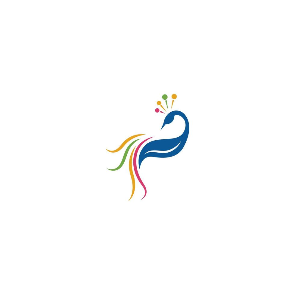 diseño de ilustración de logotipo de icono de pavo real vector