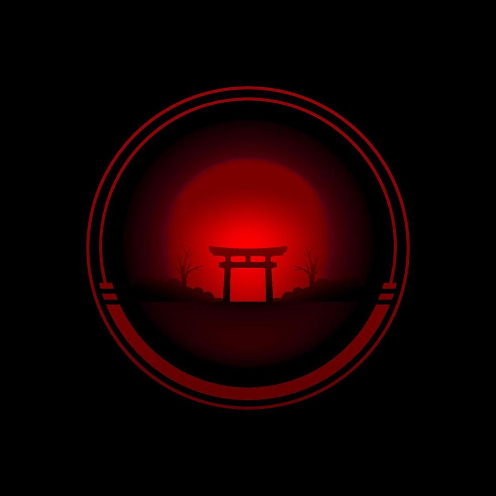 japanese gate silhouette logo design vector