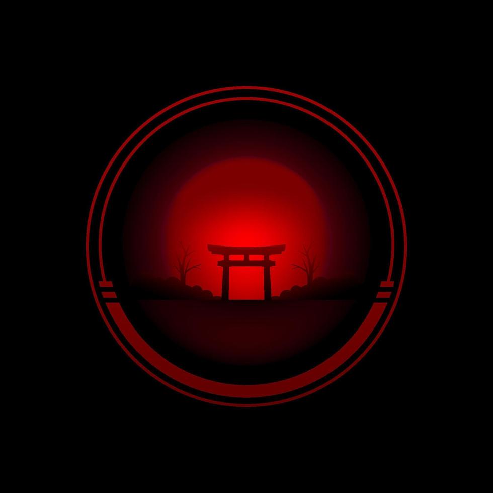 japanese gate silhouette logo design vector