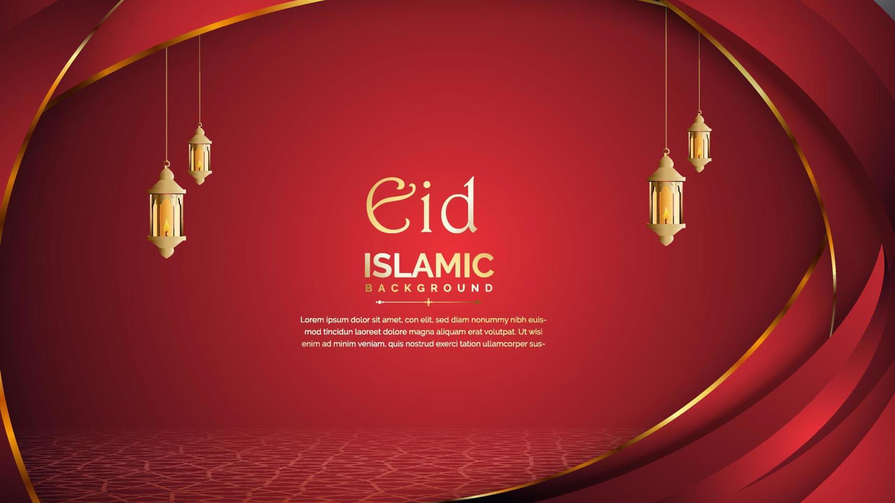 Fondo de diseño islámico de color rojo y dorado árabe elegante vector