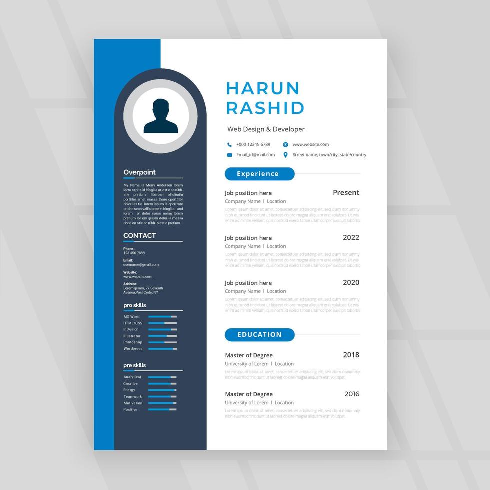 Attractive online curriculum for business job applications vector