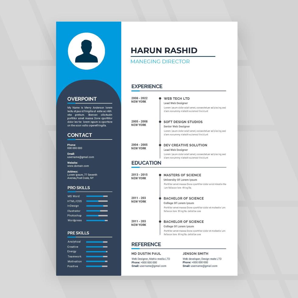 Attractive Resume for  job applications vector