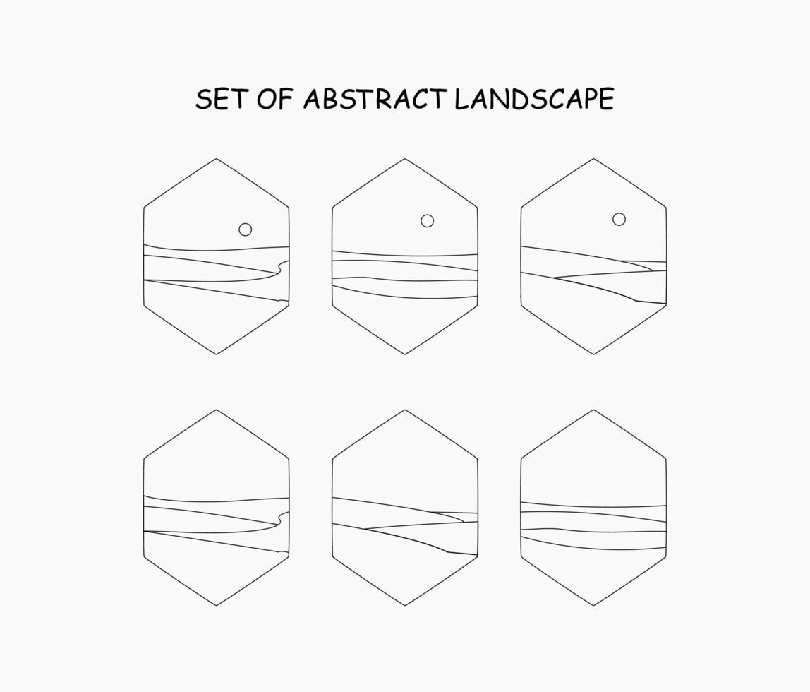 set of abstract landscape. abstract line landscape vector