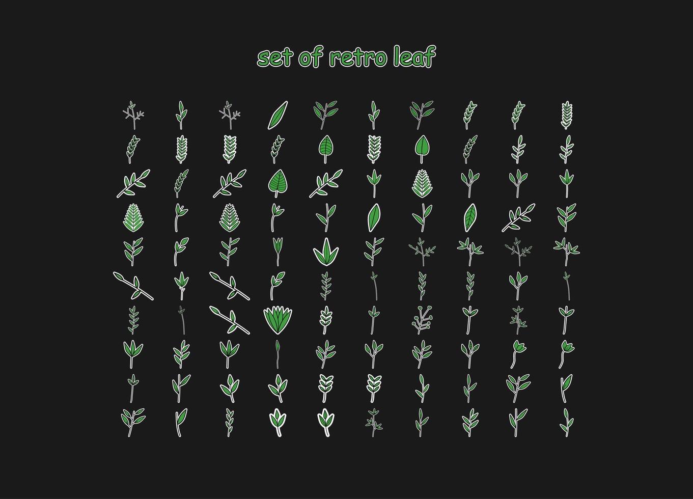 set of retro leaf vector