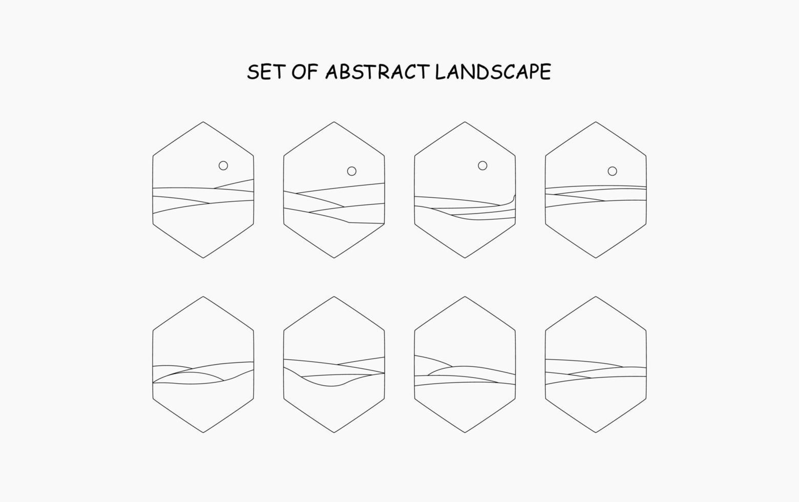 set of abstract landscape. abstract line landscape vector