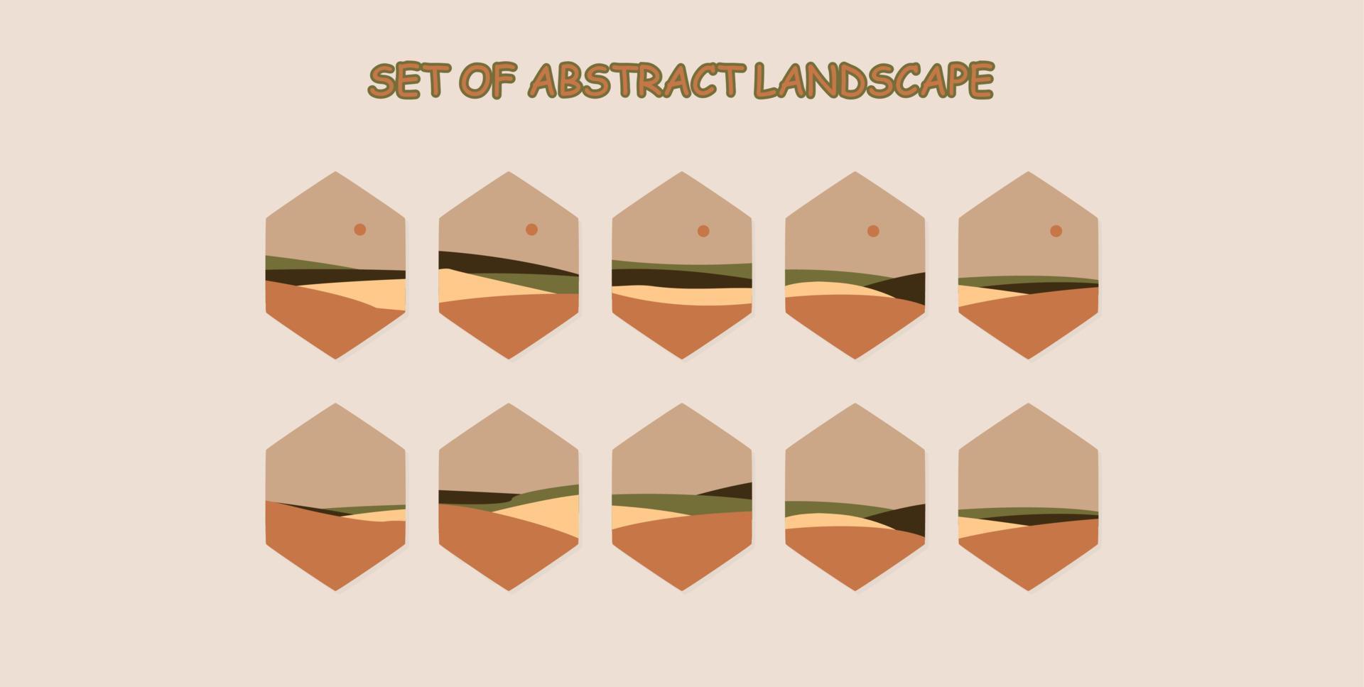 set of abstract landscape vector