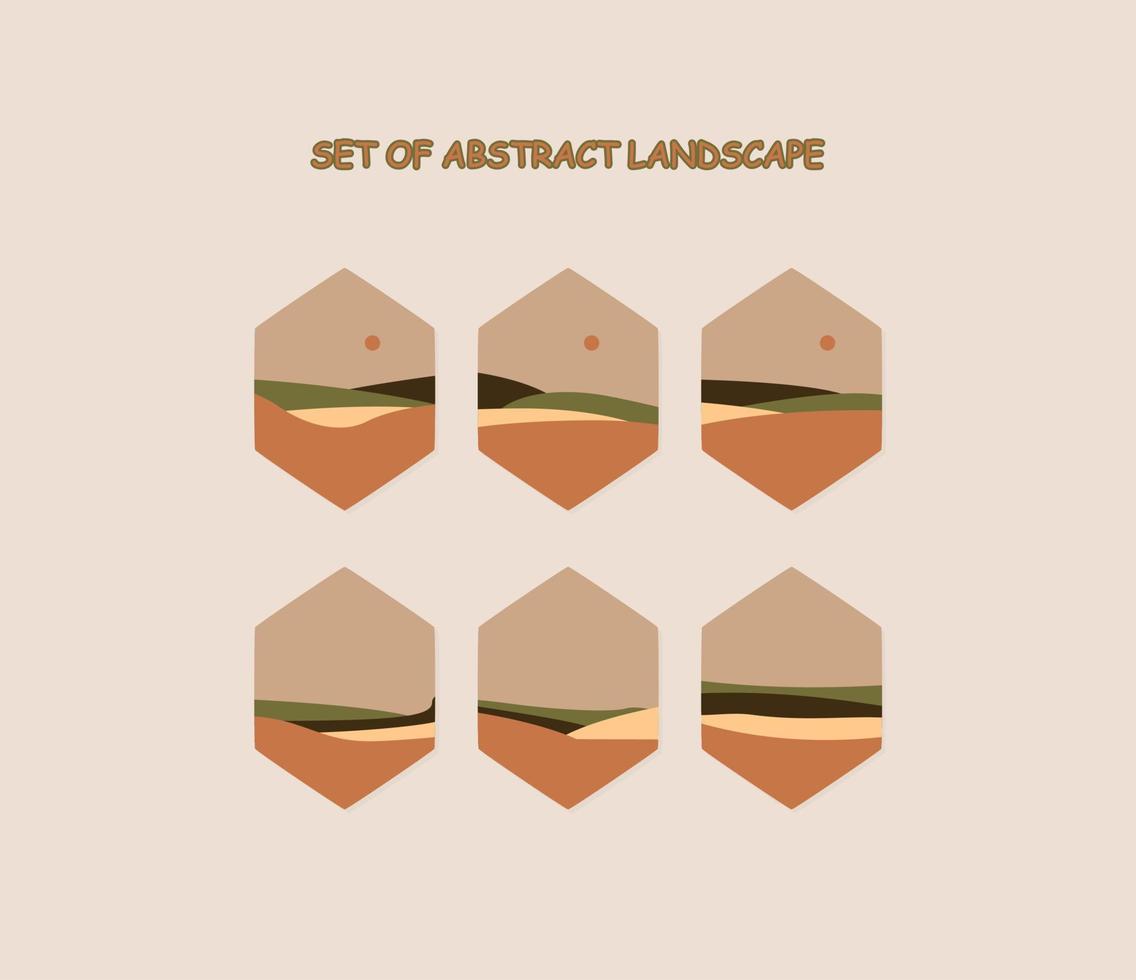 set of abstract landscape vector