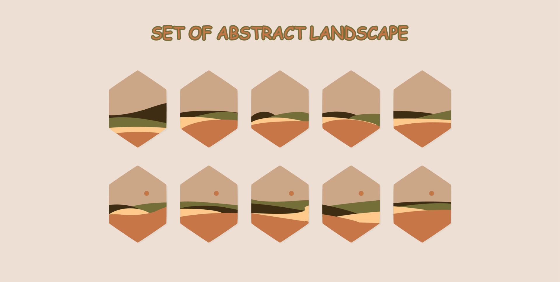 set of abstract landscape vector