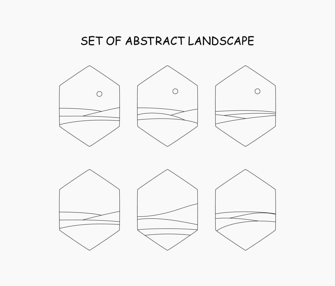 set of abstract landscape. abstract line landscape vector