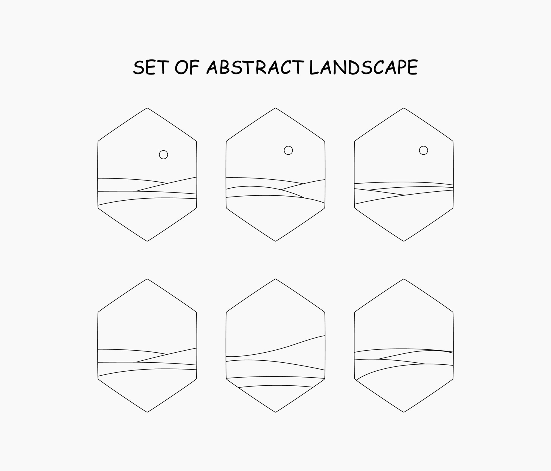 set of abstract landscape. abstract line landscape 12202772 Vector Art