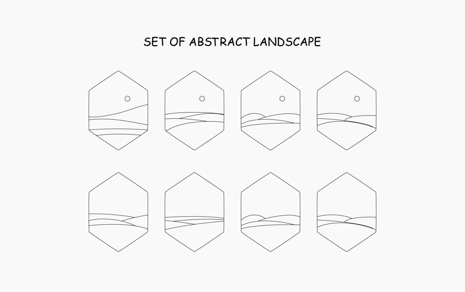set of abstract landscape. abstract line landscape vector