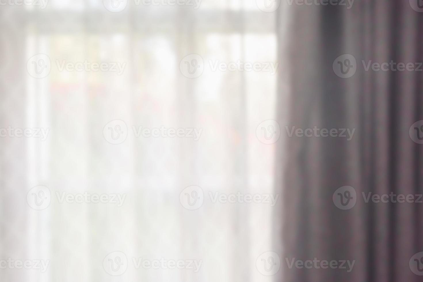 window curtain with green garden abstract blur background photo