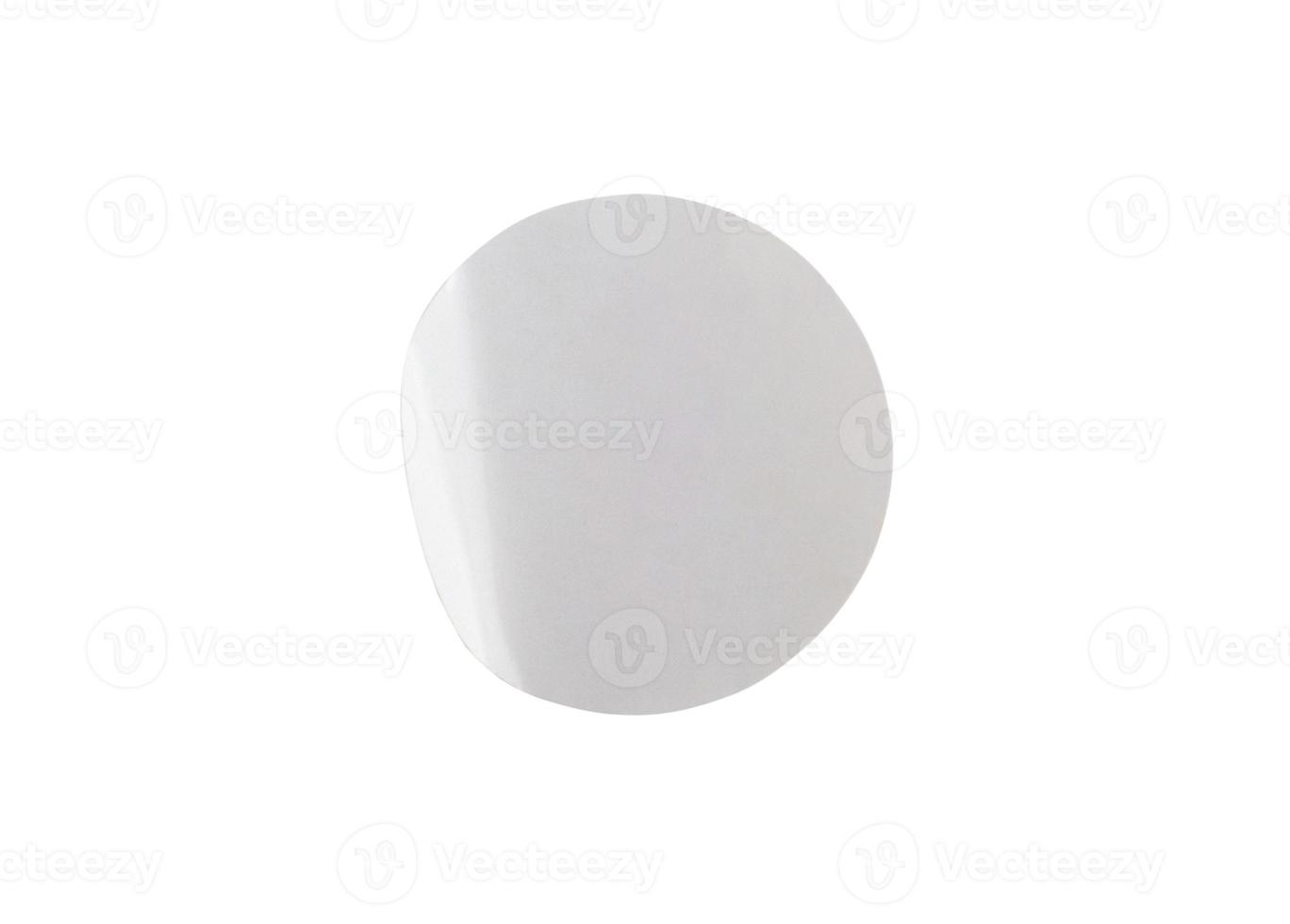 Blank white circle paper sticker label isolated on white background with clipping path photo