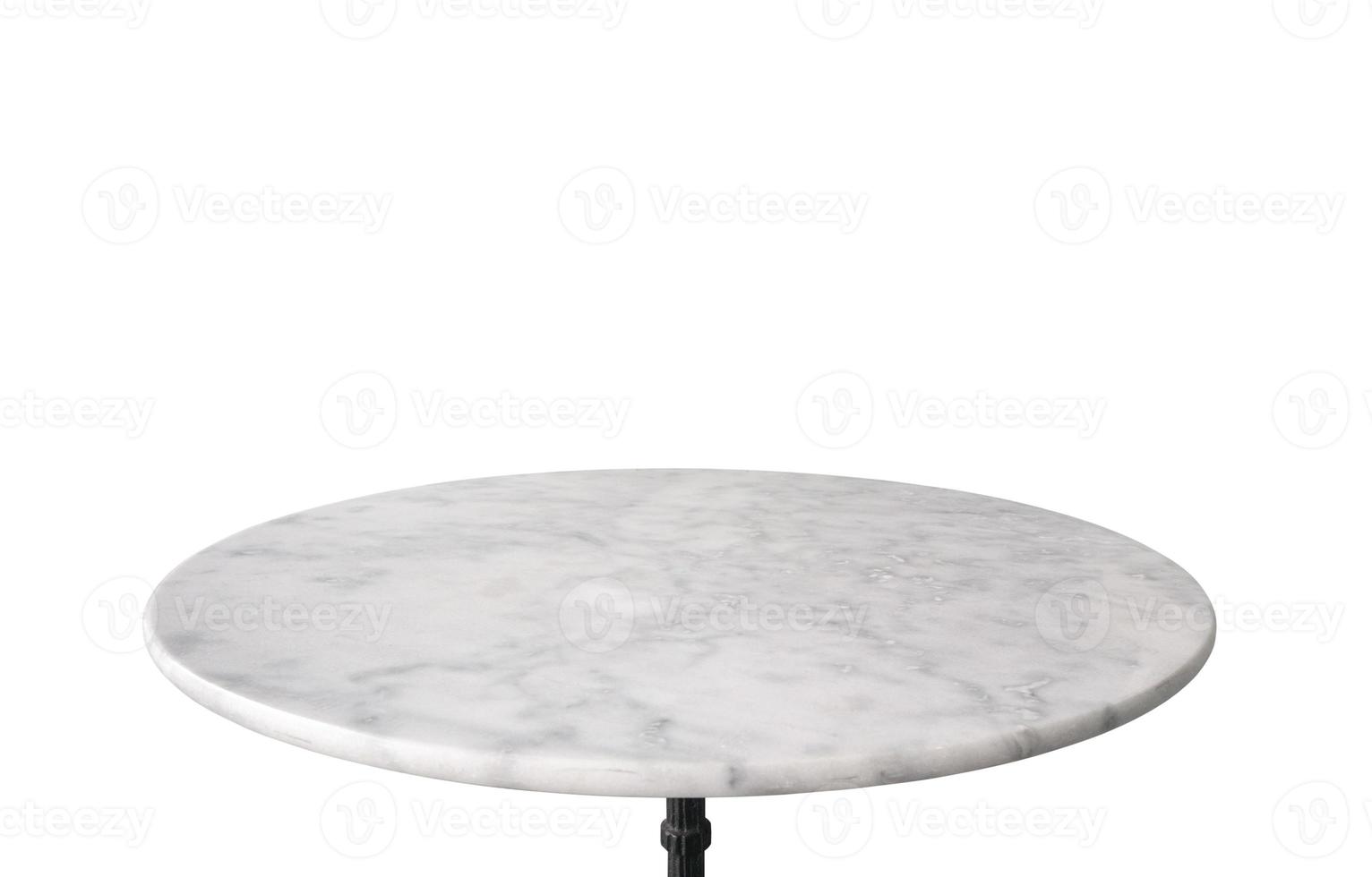 white marble stone table top isolated on white background photo