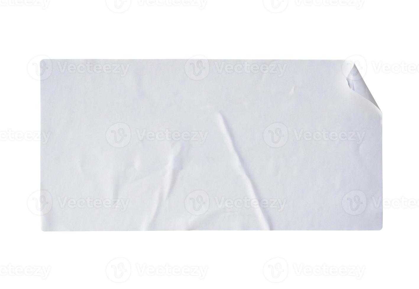 etiqueta adhesiva de papel blanco aislada sobre fondo blanco foto