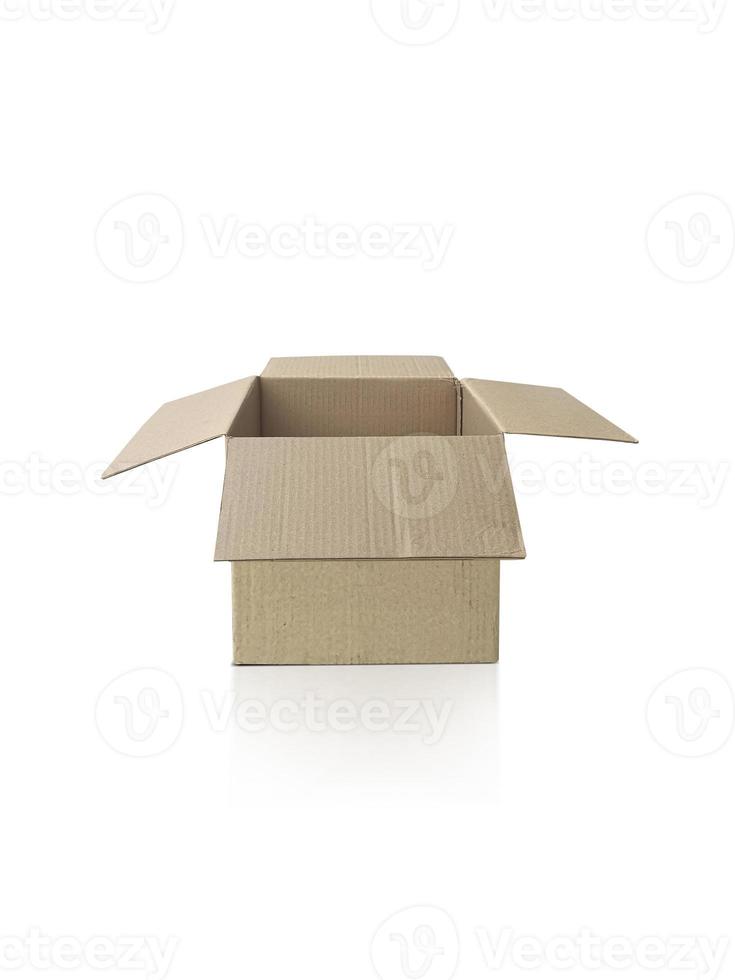 Open cardboard box on white background. for design photo