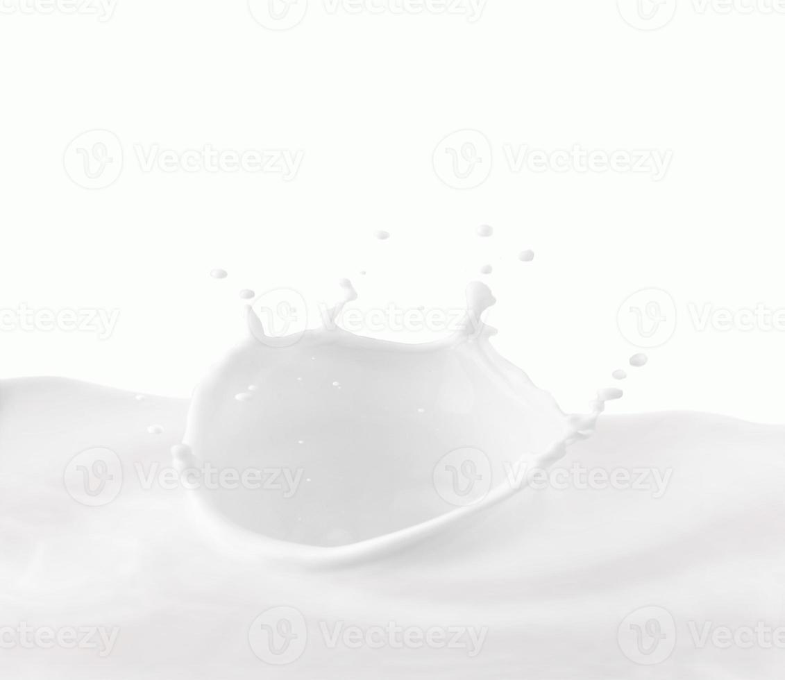 Milk crown splash, splashing in milk pool with white background photo