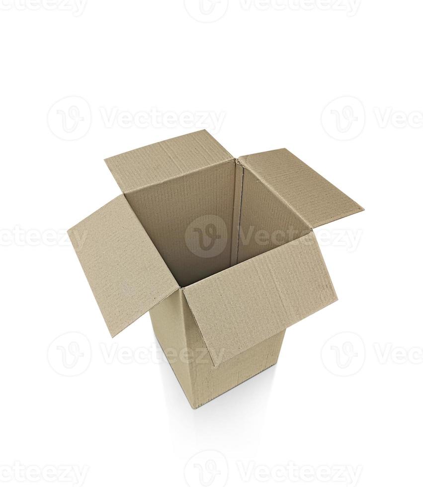 Open cardboard box on white background. for design photo