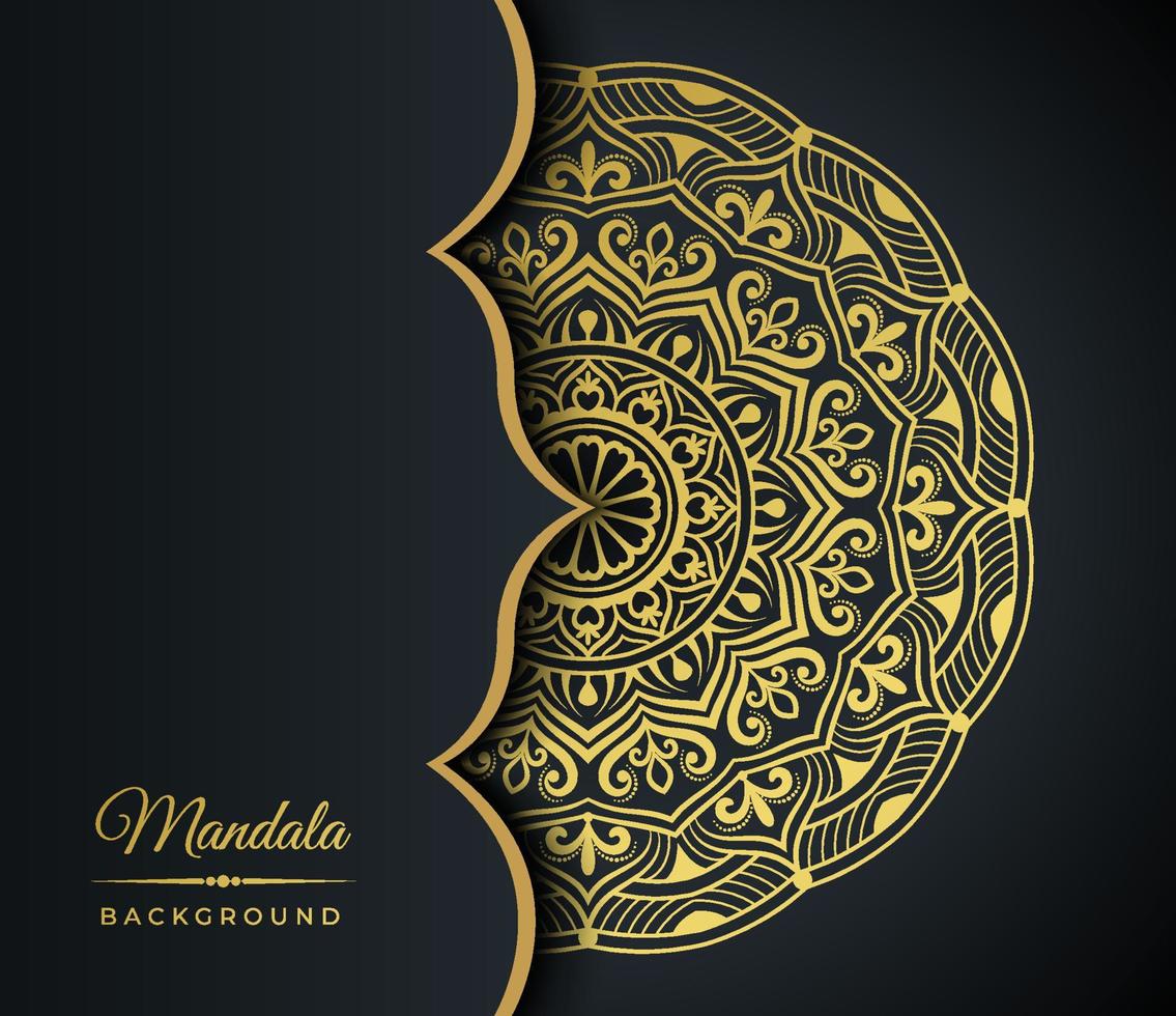 fondo adornado de mandala dorado de lujo para invitación de boda fondo de diseño de mandala dorado vector