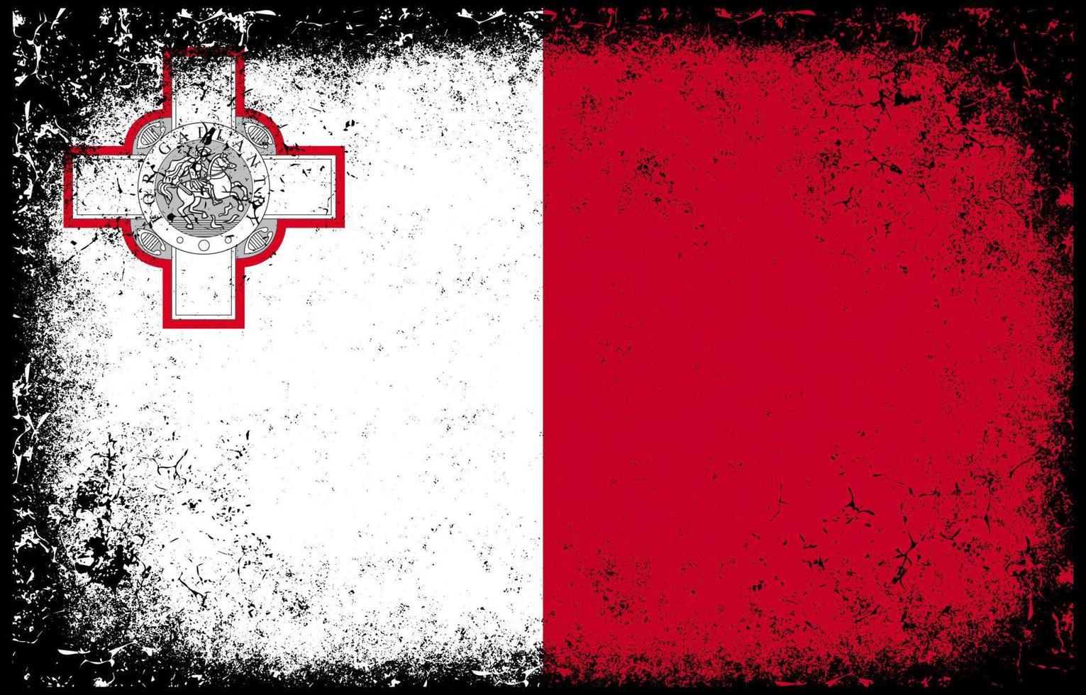 old dirty grunge vintage malta national flag background vector