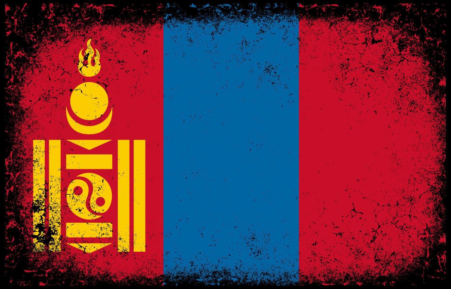 Old dirty grunge vintage mongolia national flag background vector